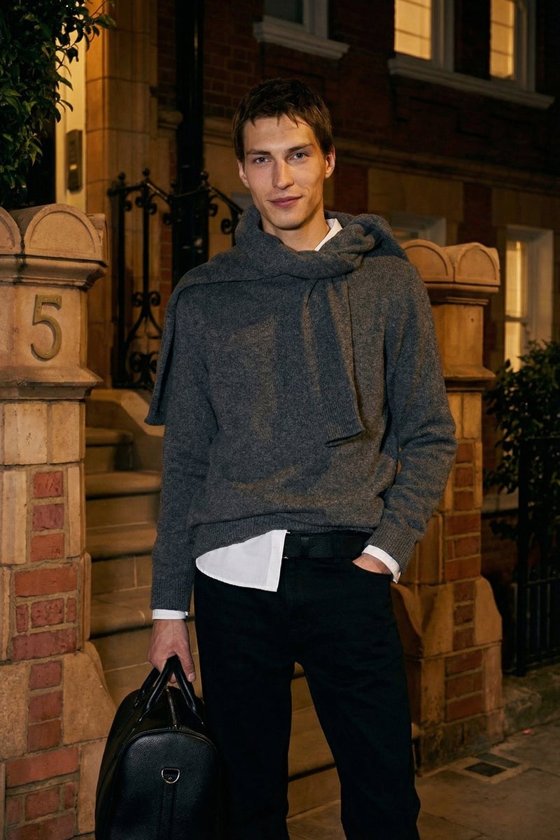 DeFacto Grey Man Standard Fit Crew Neck Knitwear Pullover Casual - Image 1
